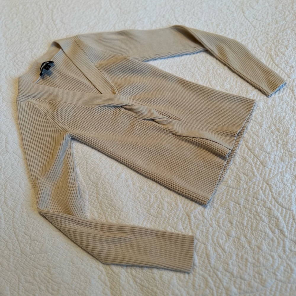 Express Cream Fitted Ribbed Sweater